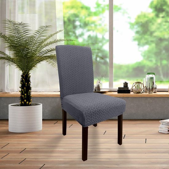 550x550-28098.jpg Unyqoos® Set van 4 rekbare stoelhoezen voor eetkamerstoelen in modern grijs design