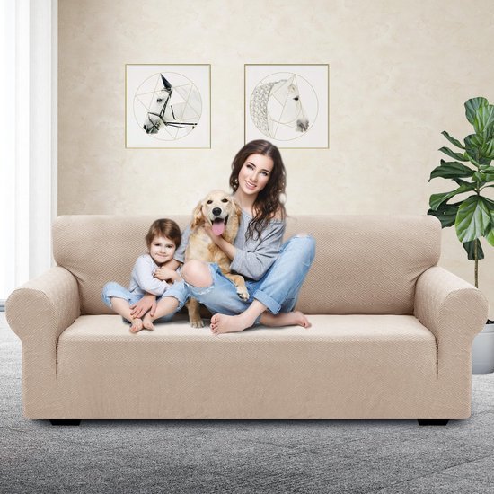 Unyqoos® Elastische bankhoes voor driezitsbank met antislip en huisdierbescherming