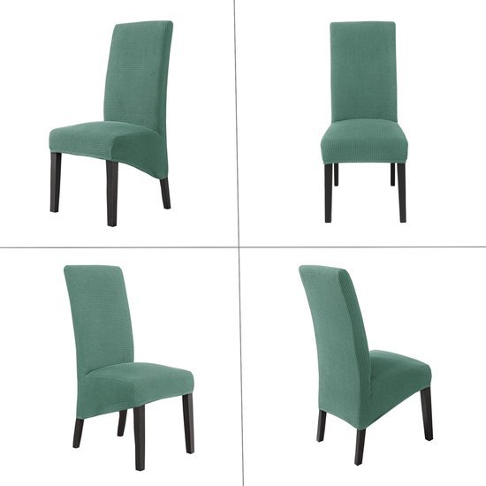 Unyqoos® Set van 4 elastische stoelhoezen voor grote eetkamerstoelen in lichtgroen