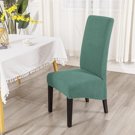 Unyqoos® Set van 4 elastische stoelhoezen voor grote eetkamerstoelen in lichtgroen