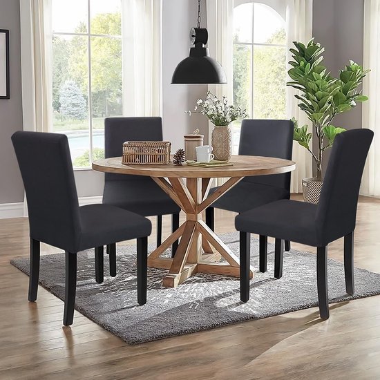 Unyqoos® Rekbare en wasbare stoelhoezen set van 2 voor eetkamerstoelen antracietgrijs