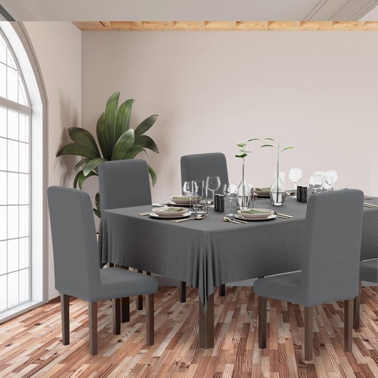 550x550-28166.jpg Unyqoos® Set van 6 elastische lichtgrijze stoelhoezen voor eetkamer en evenementen