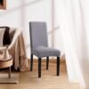 Unyqoos® Grijze stretch stoelhoezen set van 4 voor eetkamer en keukenstoelen