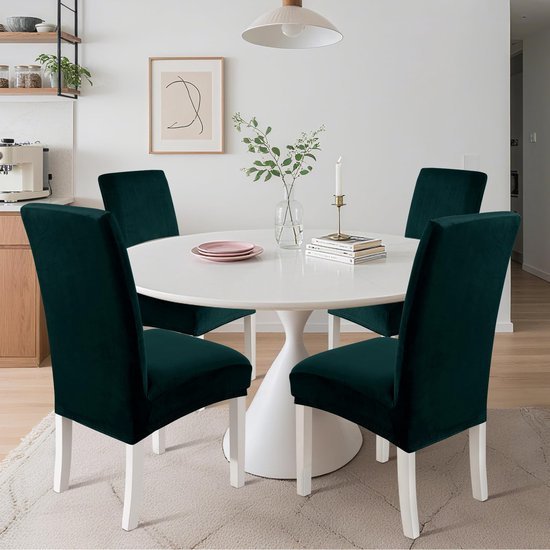 550x550-28249.jpg Unyqoos® Set van 4 donkergroene stretch stoelhoezen voor veelzijdig gebruik in huis
