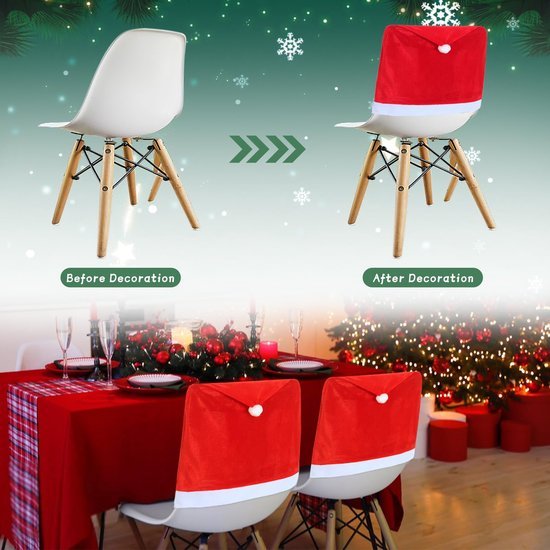 550x550-28250.jpg Unyqoos® Set van 4 decoratieve stoelhoezen met kerstmanhoeden voor feestelijke tafeldecoratie