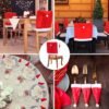 550x550-28251.jpg Unyqoos® Set van 4 decoratieve stoelhoezen met kerstmanhoeden voor feestelijke tafeldecoratie