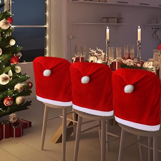 550x550-28252.jpg Unyqoos® Set van 4 decoratieve stoelhoezen met kerstmanhoeden voor feestelijke tafeldecoratie