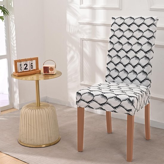 Unyqoos® Set van 6 Stretch Stoelhoezen voor Eetkamerstoelen - Jacquard Stof, Wasbaar en Beschermend