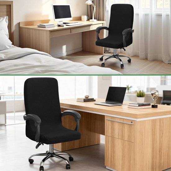 Unyqoos® Elastische wasbare stoelhoes voor bureaustoelen met ritssluiting en riemen