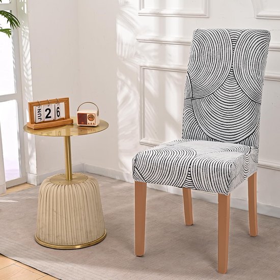Unyqoos® 6-delige set stretch stoelhoezen van elastische jacquard stof voor diverse eetkamerstoelen