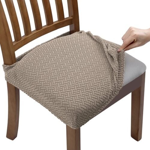 Unyqoos® Set van 4 rekbare stoelhoezen voor eetkamerstoelen met jacquard design