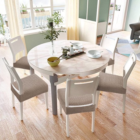 Unyqoos® Set van 4 rekbare stoelhoezen voor eetkamerstoelen met jacquard design