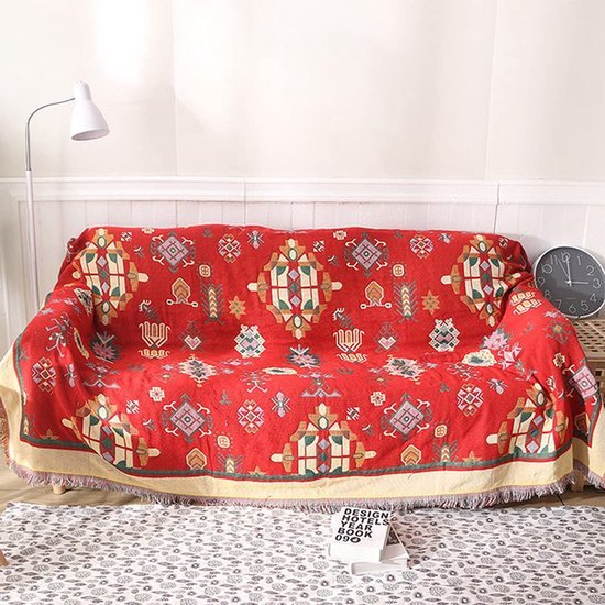Unyqoos® Stijlvolle Geometrische Deken voor Bank, Bed en Stoel met Decoratieve Kwastjes
