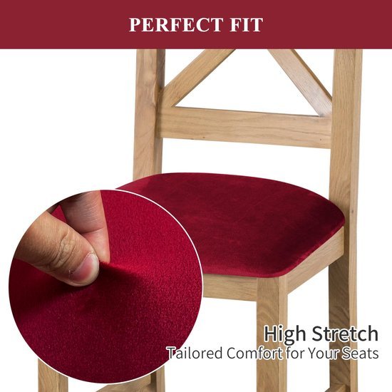 Unyqoos® Set van 4 elastische fluwelen stoelhoezen voor eetkamerstoelen