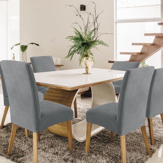 Unyqoos® Set van 4 elastische stoelhoezen in lichtgrijs voor diverse gelegenheden