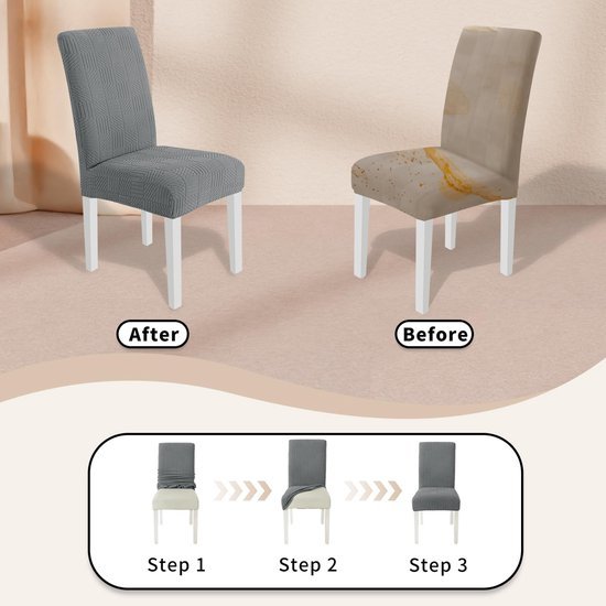 Unyqoos® Set van 4 elastische stoelhoezen in lichtgrijs voor diverse gelegenheden