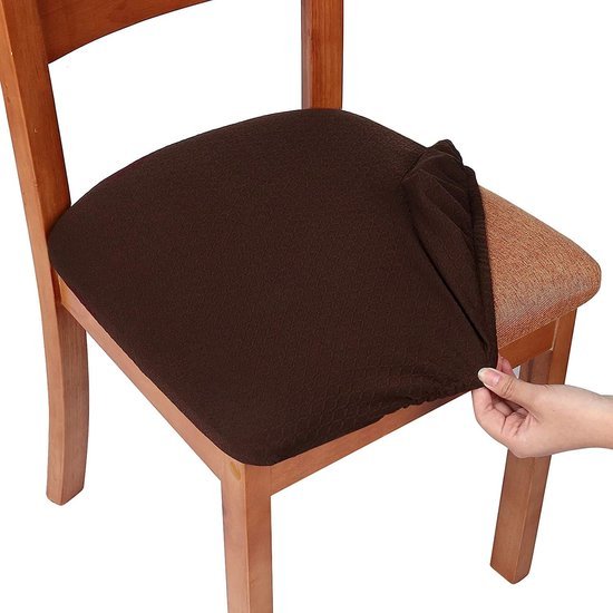 Unyqoos® Rekbare stoelhoezen van jacquardstof voor eetkamerstoelen, wasbaar en eenvoudig te bevestigen