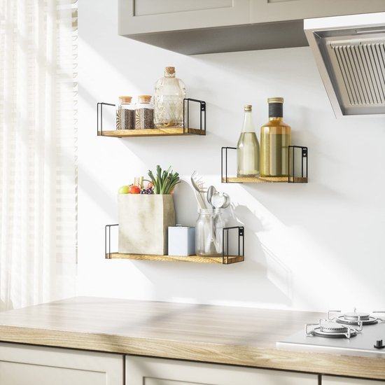 Unyqoos ® Stijlvolle Houten Wandplank Set van 3 voor Diverse Ruimtes in Huis