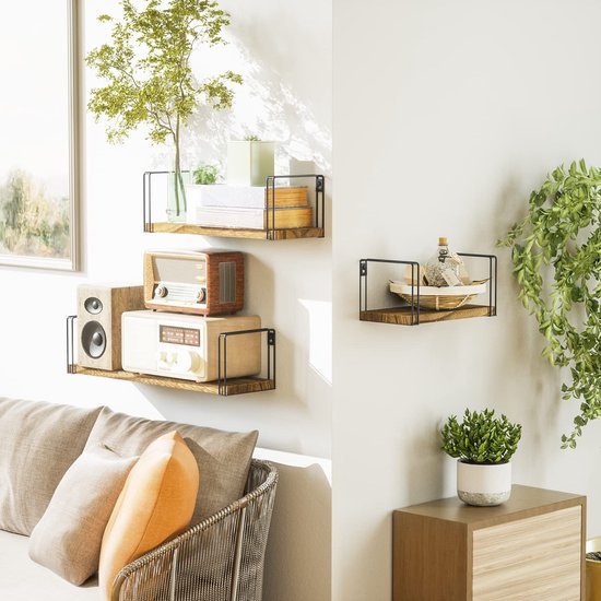 Unyqoos ® Stijlvolle Houten Wandplank Set van 3 voor Diverse Ruimtes in Huis