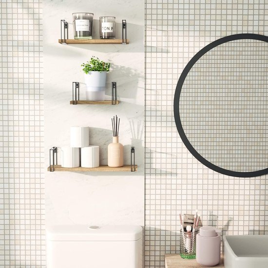 Unyqoos ® Stijlvolle Houten Wandplank Set van 3 voor Diverse Ruimtes in Huis