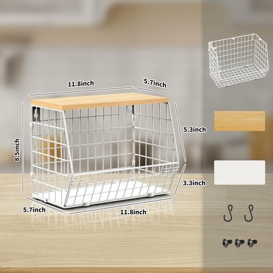 Unyqoos ® Fruitschaal Met Veelzijdige Opbergmogelijkheden Voor Keuken, Badkamer En Meer - Gelaagd En Wandmontage Opties