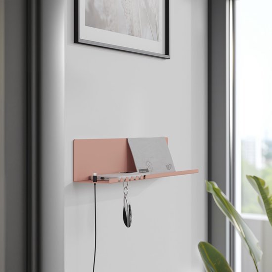 Unyqoos ® Stijlvol Wandrek met Haken en Kabelhouder voor Diverse Ruimtes