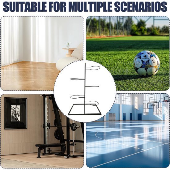 Unyqoos® Ruimtebesparende Verticale Ballenhouder met Uittrekbare Opbergrekken voor Sportballen