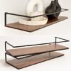 Unyqoos ® Zwevende Wandplankenset van Metaal en Houtfineer voor Diverse Kamers