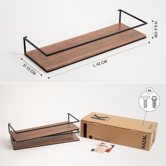 Unyqoos ® Zwevende Wandplankenset van Metaal en Houtfineer voor Diverse Kamers