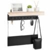 Unyqoos® Houten wandorganizer met opbergrek en 10 haken voor sleutels en meer