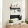 Unyqoos® Houten wandorganizer met opbergrek en 10 haken voor sleutels en meer