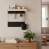 Unyqoos® Houten wandorganizer met opbergrek en 10 haken voor sleutels en meer