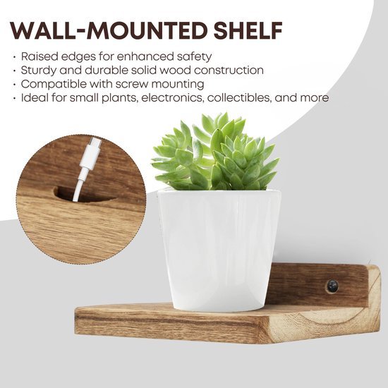 Unyqoos® Set van twee compacte houten wandrekken voor stijlvolle presentatie en opslag