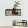 550x550-28575.jpg Unyqoos® Set van twee metalen wandmanden met houten bodem voor veelzijdige opslag