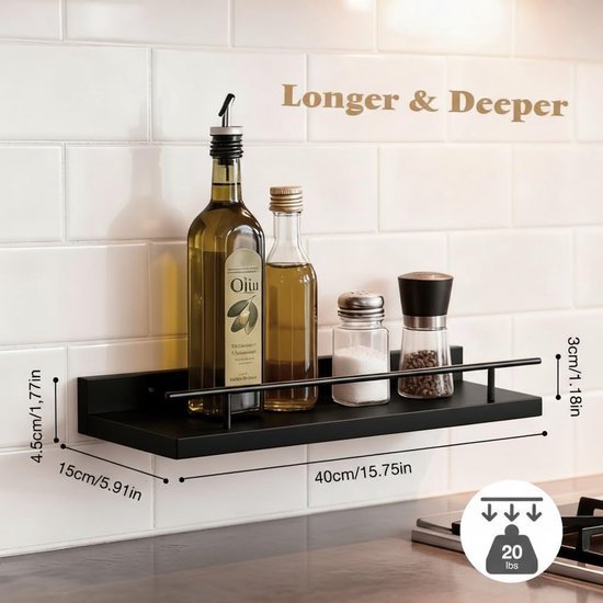 550x550-28580.jpg Unyqoos® Set van drie zwarte houten wandrekken voor diverse ruimtes en decoraties