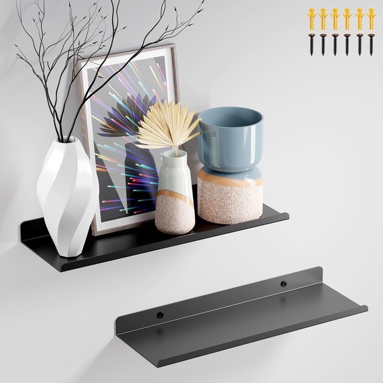 Unyqoos® Stijlvolle Metalen Wandplanken Set van 2 - Industrieel Design voor Diverse Ruimtes