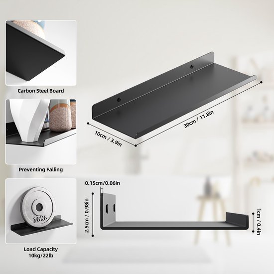 Unyqoos® Stijlvolle Metalen Wandplanken Set van 2 - Industrieel Design voor Diverse Ruimtes