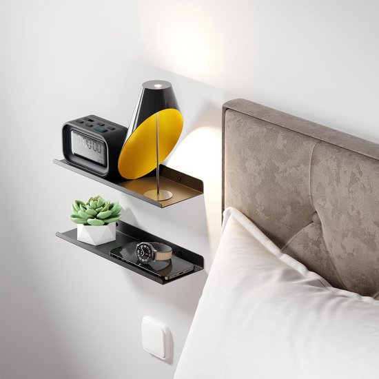 Unyqoos® Stijlvolle Metalen Wandplanken Set van 2 - Industrieel Design voor Diverse Ruimtes