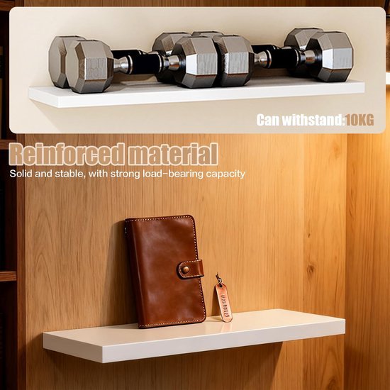 Unyqoos® Wandplank van massief hout in wit met moderne uitstraling en hoge draagkracht