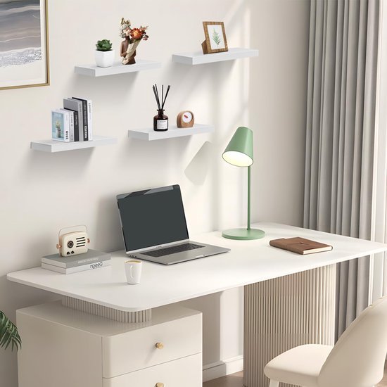 550x550-28609.jpg Unyqoos® Set van vier witte MDF zwevende wandplanken voor diverse interieurstijlen