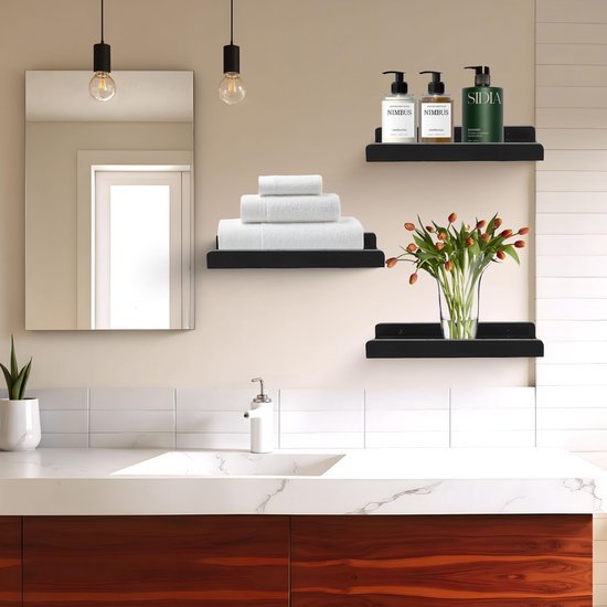 Unyqoos® Set van twee rustieke houten wandplanken voor decoratie en opslag