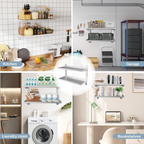 Unyqoos® Roestvrijstalen keukenwandrek voor efficiënte opslag in horeca en thuis