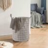 Unyqoos® Opvouwbare Katoenen Wasmanden Set van Drie Met Handvatten Voor Diverse Ruimtes in Huis