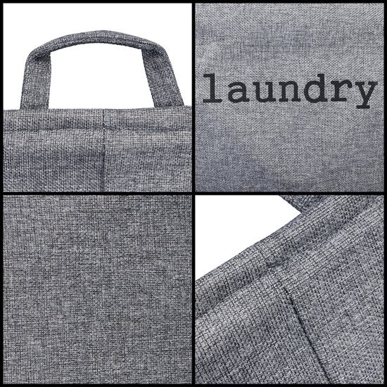 Unyqoos ® Opvouwbare Stoffen Wasmand met Handvatten voor Diverse Ruimtes in Huis, 35 Liter Capaciteit, Grijs