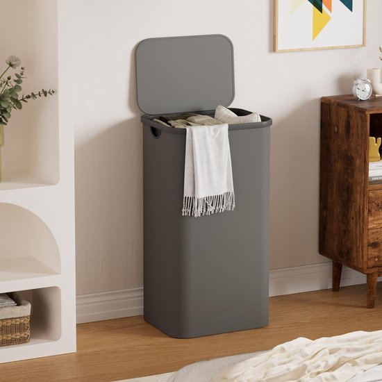Unyqoos® Ruime en Opvouwbare Wasmand met Deksel en Kunststof Handvat voor Eenvoudig Draagcomfort