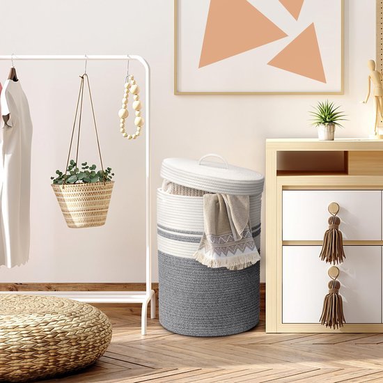 Unyqoos® Opvouwbare Grote Wasmand met Deksel en Handvatten voor Veelzijdig Gebruik in Huis