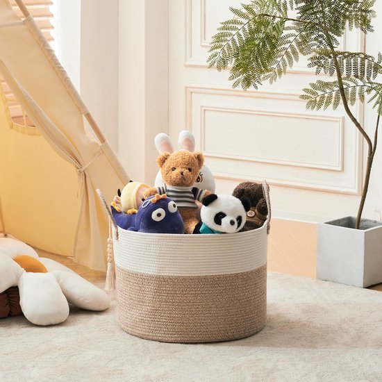 550x550-28757.jpg Unyqoos® Ruime Multifunctionele Handgeweven Opbergmand voor Woon- en Kinderkamer, 65 Liter Capaciteit, Bruin