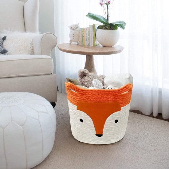 550x550-28780.jpg Unyqoos® Opvouwbare Katoenen Opbergmand met Schattig Vosontwerp en Handige Handgrepen voor Kinderen