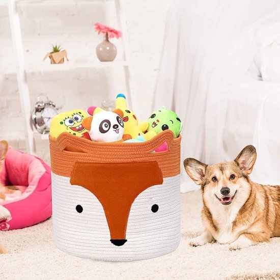 550x550-28781.jpg Unyqoos® Opvouwbare Katoenen Opbergmand met Schattig Vosontwerp en Handige Handgrepen voor Kinderen
