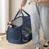 Unyqoos® Opvouwbare en Ruime Pop-up Wasmand Set voor Reizen en Dagelijks Gebruik, 2 Stuks, Marineblauw